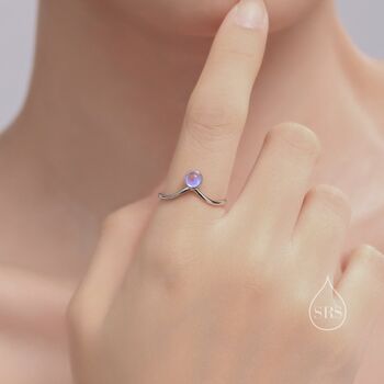 Minimalist Aqua Green Opal Chevron Ring, 3 of 12