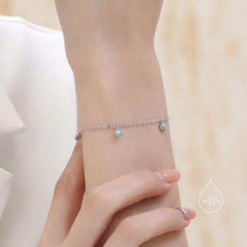 Delicate Aqua Green Opal Charm Bracelet, 5 of 12