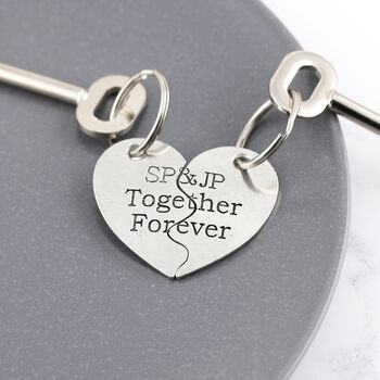 Couples Gift Together Forever Split Heart Keyring, 4 of 6