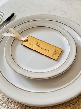 Luxury Mirrored Bespoke Place Name Tag Gold Silver, 7 of 9