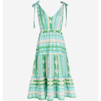 Aztec Jacquard Cotton Tie Shoulder Midi Dress, 9 of 10