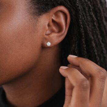 Sterling Silver Rose Stud Earrings – 6mm, 2 of 11