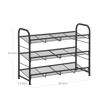 Black Three Tiers Shoe Rack With Adjustable Shelves, 6 of 6