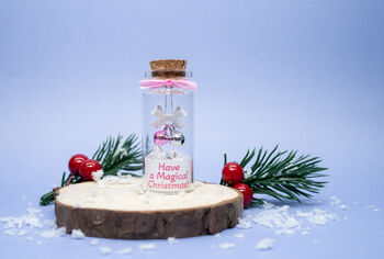 Personalised Christmas Tiny Keepsake Bottle Gift Pink And Silver, 2 of 3