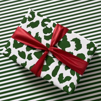 Green Leopard Print Luxury Wrapping Paper, 4 of 5