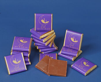Eid Al Adha Bag Of 40 Mint Milk Eid Mubarak Chocolate Squares, 2 of 2