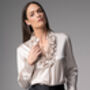 Constance Champagne Ruffle Silk Satin Evening Blouse, thumbnail 1 of 4