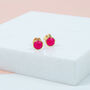 Savanne Gold Plated And Fuchsia Pink Stud Earrings, thumbnail 1 of 4