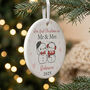 Couples Snowman Ceramic Disc Hanging Decoration Bauble + Gift Box, thumbnail 2 of 9