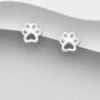 Sterling Silver Paw Stud Earrings, thumbnail 1 of 4
