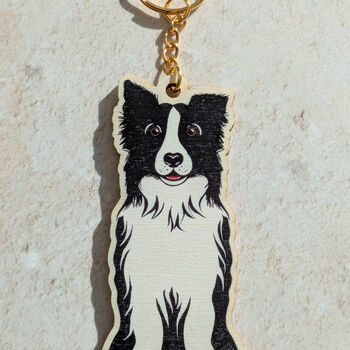 Collie Dog Wooden Keyring With Optional Christmas Card, 4 of 9