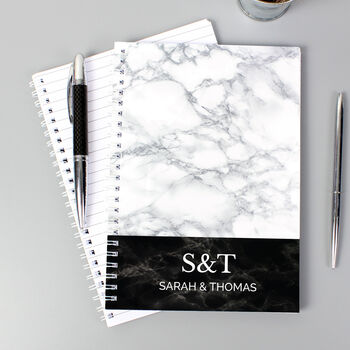 Personalised Marble Wedding Planner A5 Notebook, 2 of 6