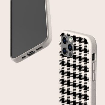 Black And White Gingham Biodegradable Phone Case, 4 of 8