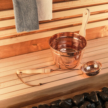Large Hand Hammered Solid Copper Sauna Bucket And Ladle Set – Five Liters, 3 of 5
