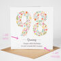 Floral Fun Personalised 98th Birthday Card, thumbnail 2 of 5