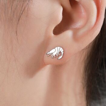 Mismatched Prawn And Crab Stud Earrings In Sterling Silver, 2 of 8