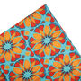 Moroccan Flower Blue Orange Tea Towel, thumbnail 5 of 11
