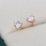 Sterling Silver Tiny Three Prong Cz Stud Earrings, thumbnail 2 of 12