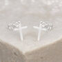 Tiny Sterling Silver Cross Stud Earrings, thumbnail 3 of 5