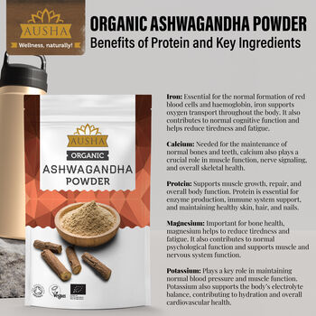 Ausha Organic Ashwagandha Powder 1kg For Stress Anxiety Relief Sleep Aid UK Certified Organic By Soil Association, 5 of 5