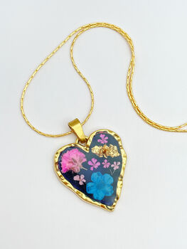 Gothic Heart Necklace With Flowers In Black Lacquer, 4 of 12