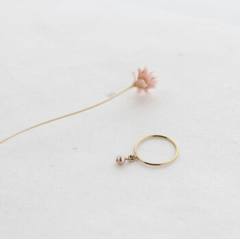 Gold Filled Rose Pearl Charm Stacking Ring, 11 of 11