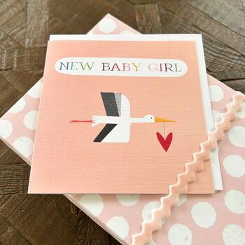 Pink Stork New Baby Girl Card, 3 of 5