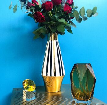 Amber Diamond Cut Vase, 2 of 6