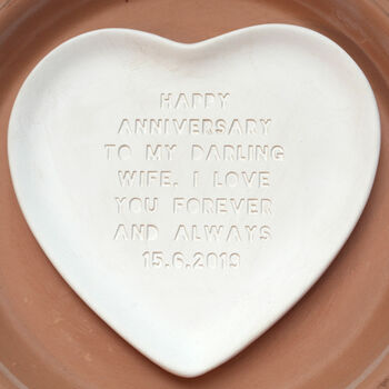 Engraved Heart Pottery Plate, 2 of 5