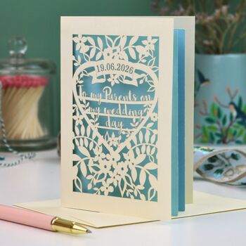 Personalised 'To My Parents On My Wedding Day' Card, 5 of 9