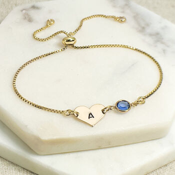 Gold Plated Initial And September Birthstone Bracelet, 6 of 6