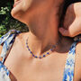 Blue Evil Eye Silver Good Luck Protection Necklace, thumbnail 2 of 5