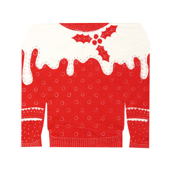 Red And White Christmas Jumper Shaped Napkins, 2 of 3