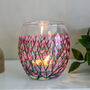 Cherry Blossom Painted Round Glass Tea Light Holder, thumbnail 1 of 7