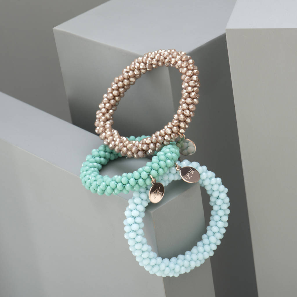 Personalised Beaded Rose Gold Plated Charm Bracelet By EVY Designs