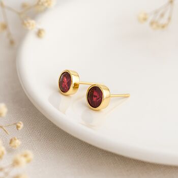 18ct Gold Plated Sterling Silver July Birthstone Stud Earrings – 7mm, 3 of 6