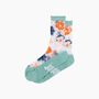Bold Floral Combed Cotton Sheer Pop Socks In Sage Green, thumbnail 3 of 4