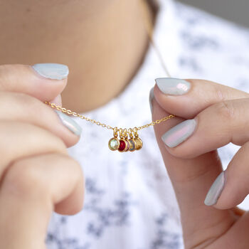 Gold Plated Mini Family Birthstone Charm Necklace, 8 of 12