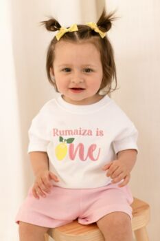 First Birthday Embroidered Lemon Personalised T Shirt, 2 of 6