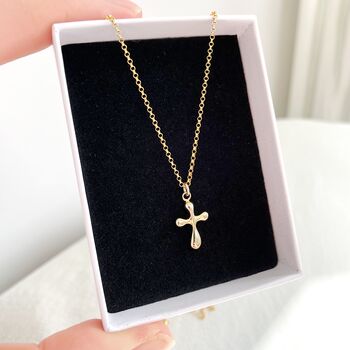 Alix Puffy Cross Charm Chain Pendant Necklace, 4 of 4