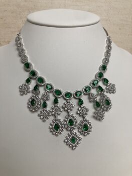 Emerald Green American Diamond Silver Set, 3 of 10