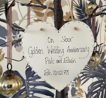 Personalised Golden Wedding Anniversary Gift Heart, 4 of 4