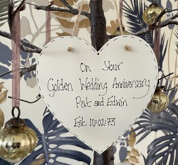 Personalised Golden Wedding Anniversary Gift Heart, 5 of 6