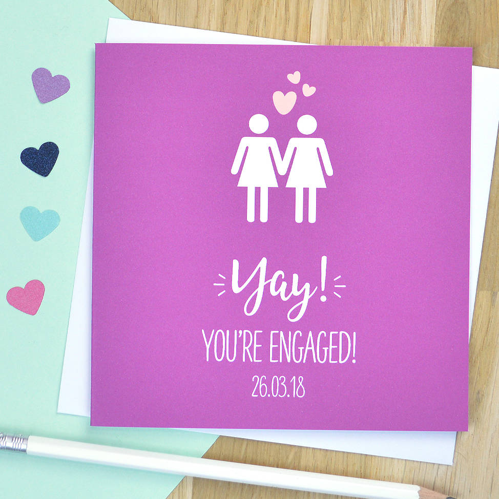 Same Sex Female You Re Engaged Card By Pink And Turquoise