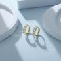 Cz Huggie Hoop Earrings In Sterling Silver, thumbnail 7 of 11