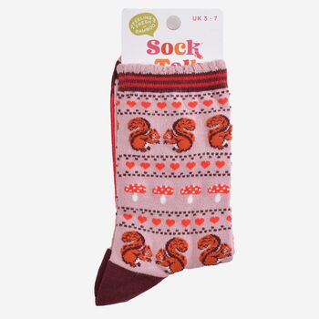 Women's Bamboo Socks Red Squirrel Fair Isle, 5 of 5