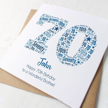 Blue Star Personalised 70th Birthday Card, 3 of 5