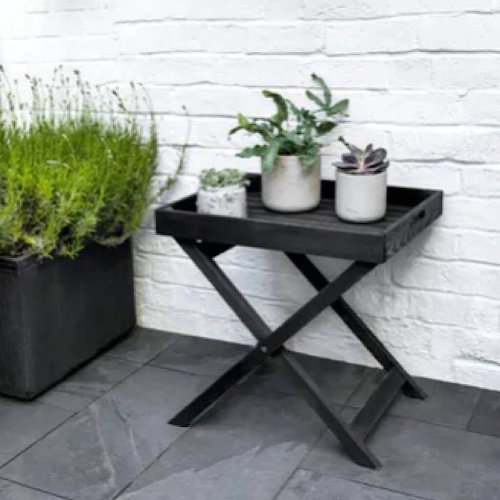 Foldable Black Garden Tray Table