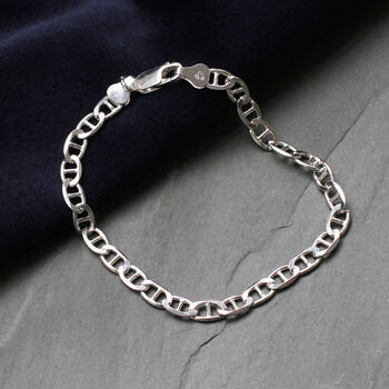 Men's Sterling Silver Flat Rambo Bracelet, 2 of 3