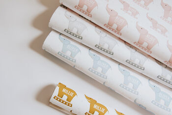 Personalised New Baby Elephant Wrapping Paper, 5 of 6